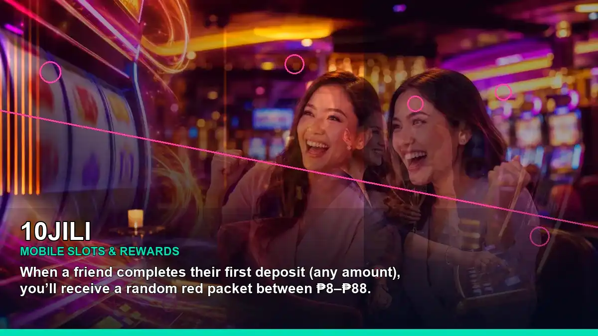 10JILI neon-themed slot games with an adult Philippine casino player in a right-leaning composition