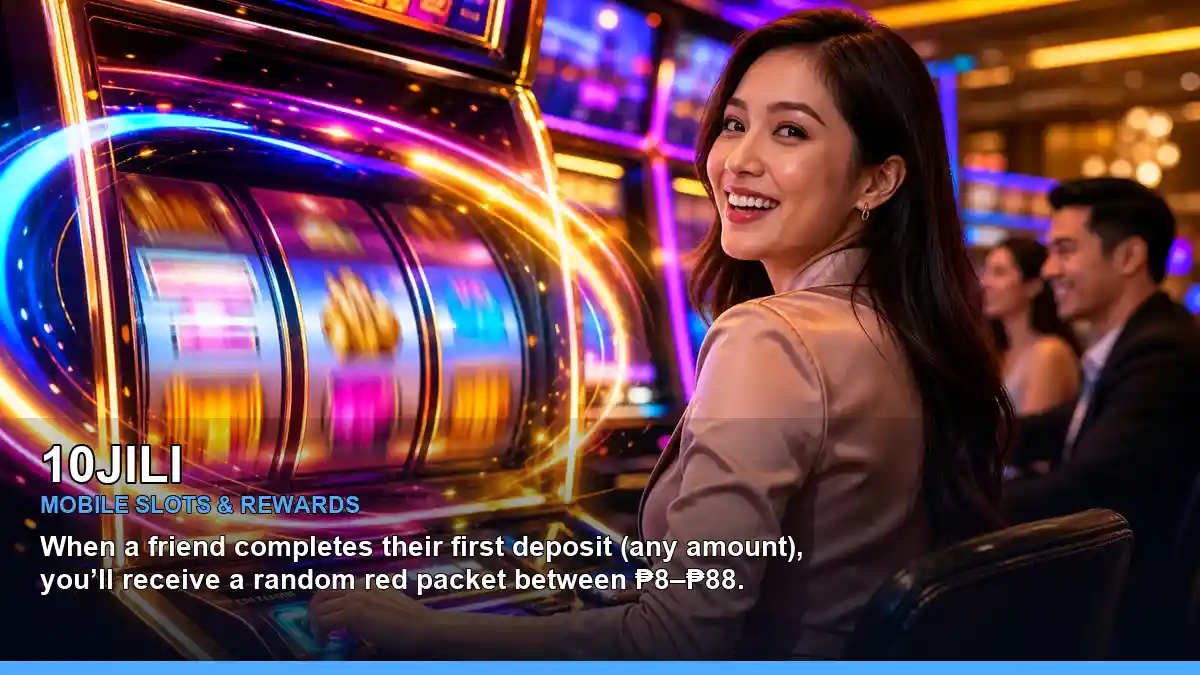 10JILI free spins slot games with an adult Filipina casino host in a colourful composition